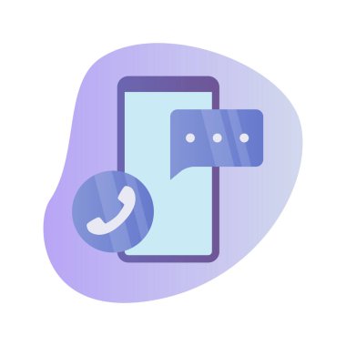 Akıllı telefon ve mesaj simgesi ile teknoloji iletişimi modern renk dolu ve akışkan dalga vektörü