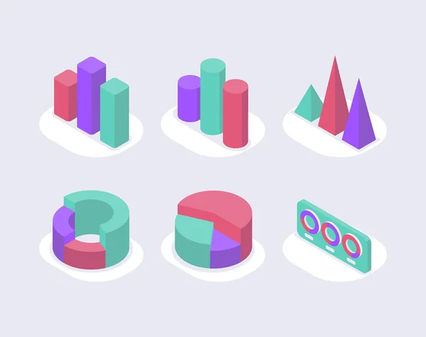 Gráfico Negocios Moderno Gráfico Conjunto Colección Ícono Isométrico Con Moderno — Archivo Imágenes Vectoriales