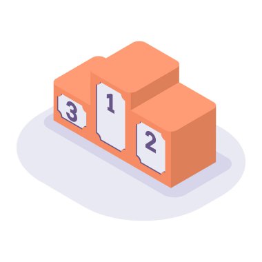 Modern düz stil renk vektörlü podyum birincisi izometrik simge