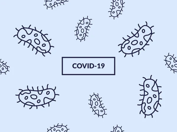 Virus Achtergrond Patroon Bacteriën Met Blauwe Achtergrond Lijn Pictogram Illustratie — Stockvector