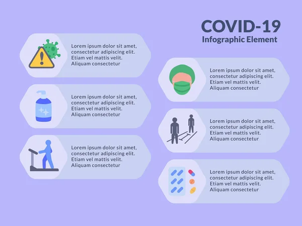 Covid Elemento Infografías Coronavirus Con Varios Icono Relacionado Con Fondo — Archivo Imágenes Vectoriales