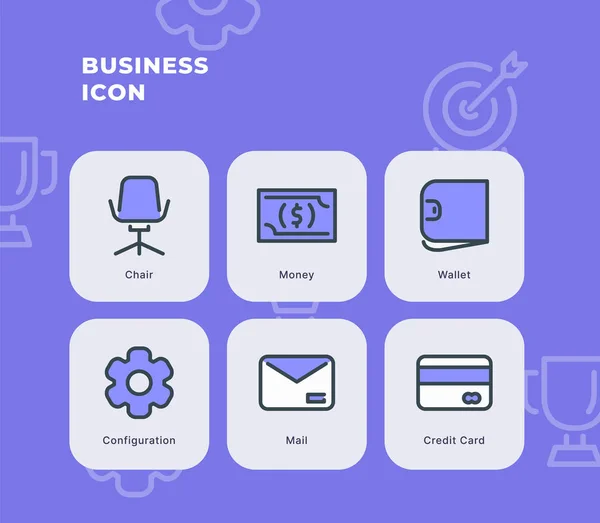 Business Icon Set Collection Package Dual Tone Modern Flat Vector — Stock Vector