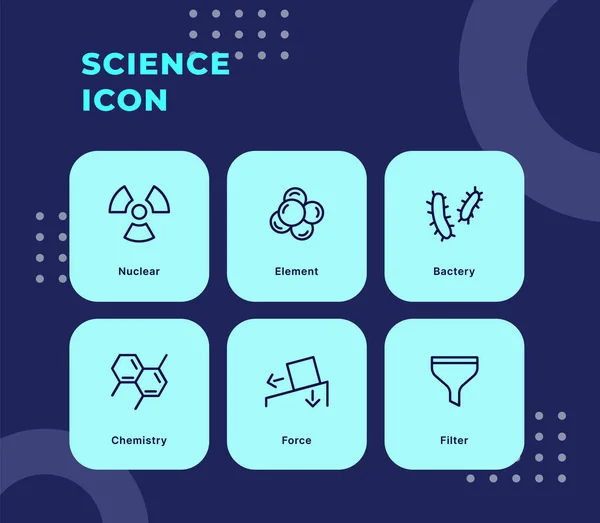 带有现代平面轮廓风格蓝色主题矢量插图的科学图标集 — 图库矢量图片