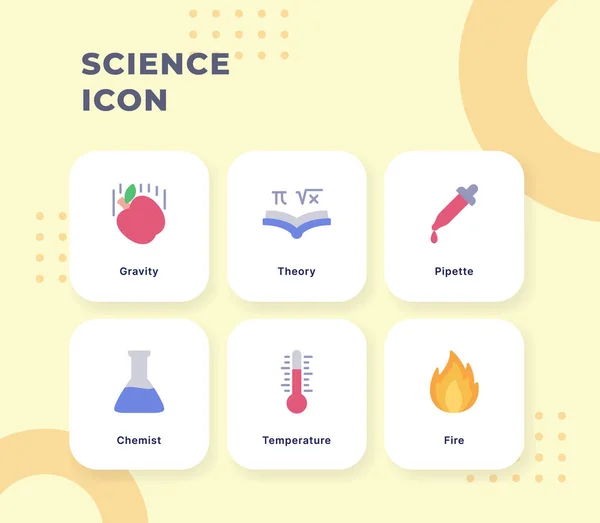 Science Icon Set Modern Flat Filled Outline Style Full Color — Stock Vector