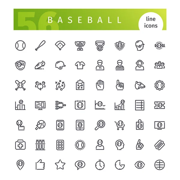 Baseball Line Icons Set — Stock Vector