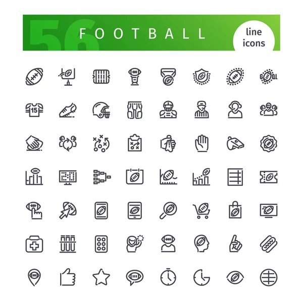 Amerikan futbolu satır Icons Set — Stok Vektör