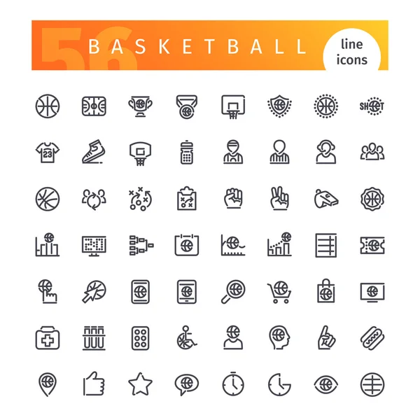 Set de iconos de línea de baloncesto — Vector de stock