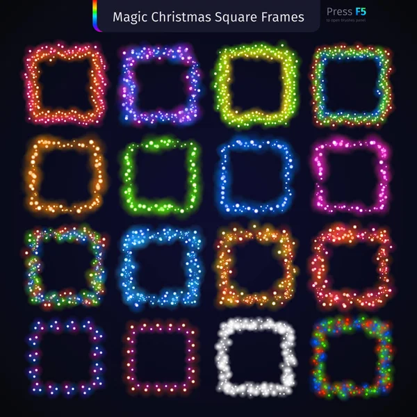 Magic Christmas Square Frames Set — Stock Vector