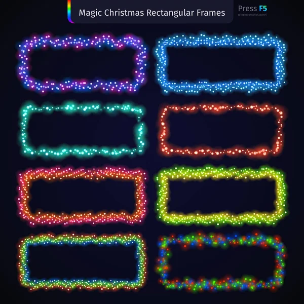 Magische kerst rechthoekige Frames instellen — Stockvector