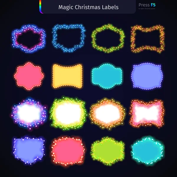 Ensemble d'étiquettes de Noël magiques — Image vectorielle