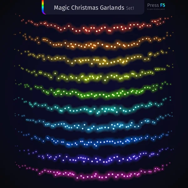 Guirnaldas mágicas de Navidad Set 1 — Vector de stock