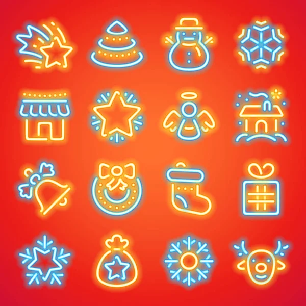 Navidad iconos de neón — Archivo Imágenes Vectoriales