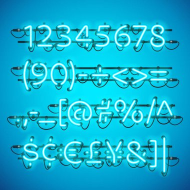 Parlak Neon masmavi mavi numaraları