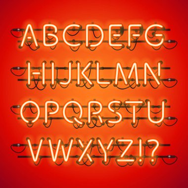 Parlak Neon kırmızı alfabesi
