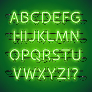Parlak Neon kireç yeşil alfabesi