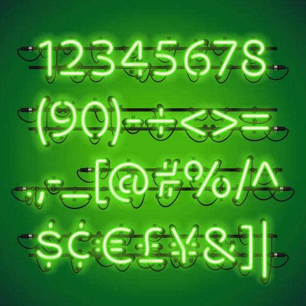 輝くネオン緑の番号をライム — ストックベクタ