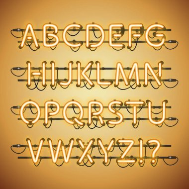 Parlak Neon altın alfabesi