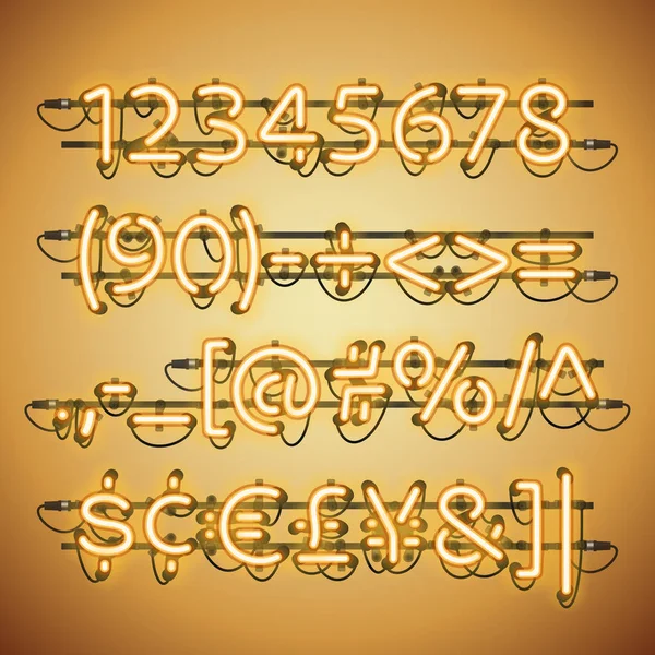 Неоновые золотые цифры — стоковый вектор