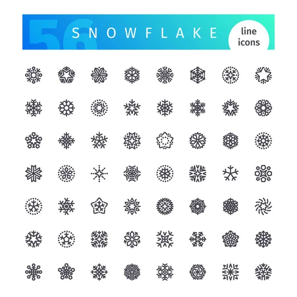 Sneeuwvlok lijn Icons Set — Stockvector