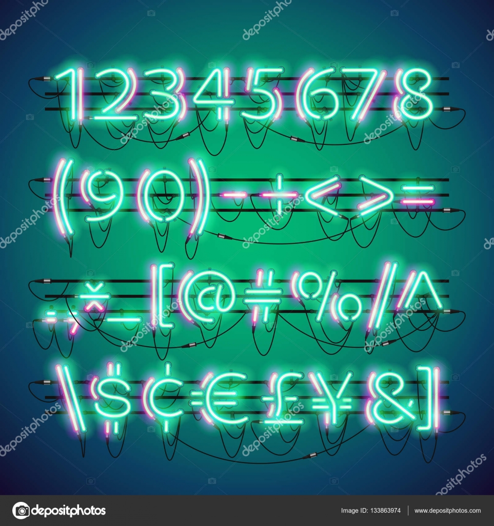 Glowing Double Neon Green Numbers Stock Vector by ©Voysla 133863974