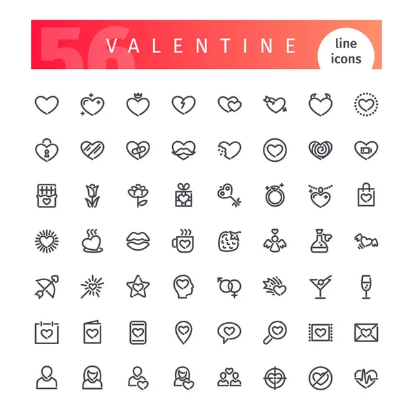 Conjunto de ícones de linha Valentine — Vetor de Stock
