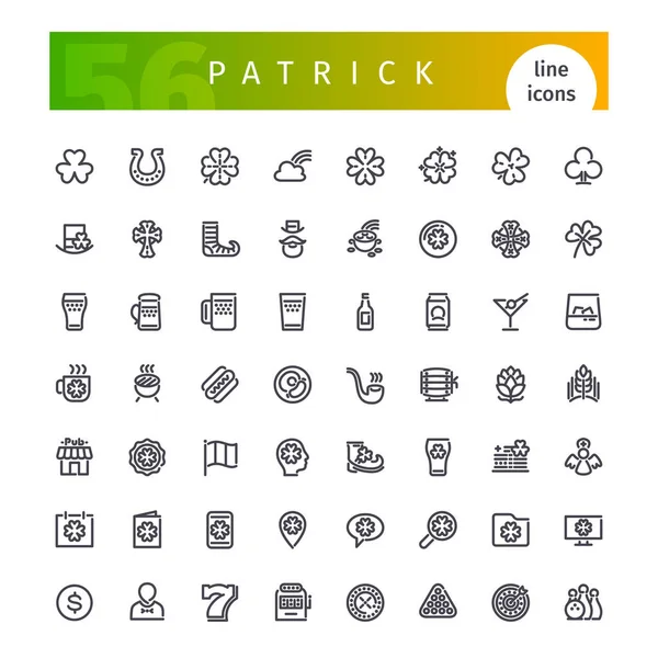 Patrick linha ícones conjunto — Vetor de Stock