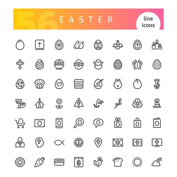 Set de iconos de línea de Pascua — Vector de stock