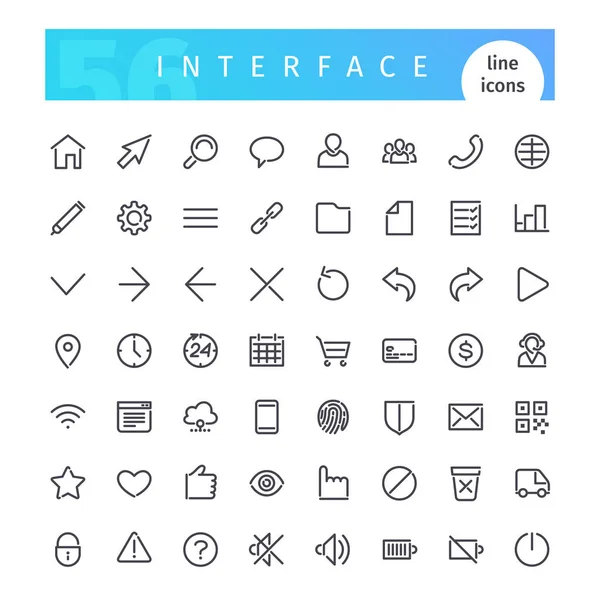 Interface Line Icons Set — Stock Vector