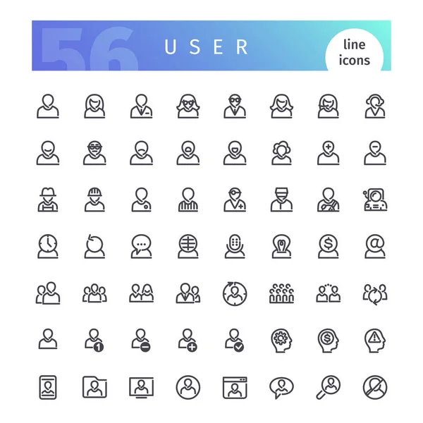 Set de iconos de línea de usuario — Vector de stock