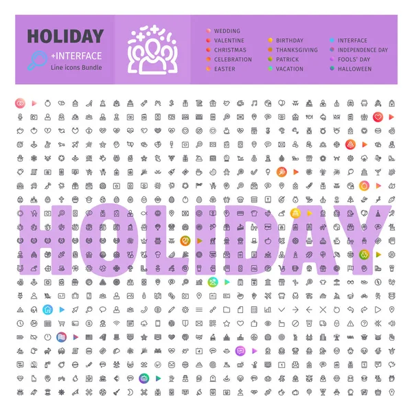 Holyday Thematic Collection of Line Icons — Stock Vector