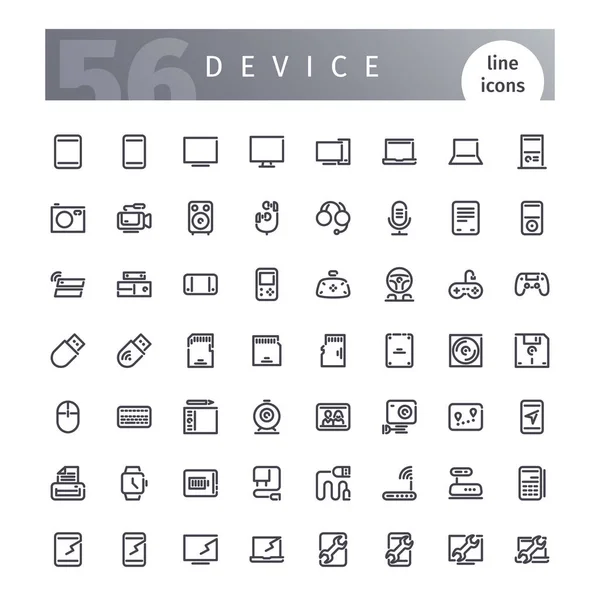 Ensemble d'icônes de ligne de dispositif — Image vectorielle