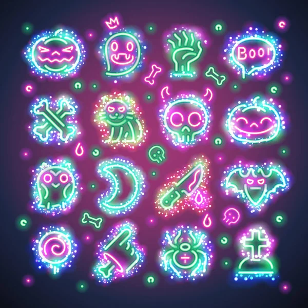 Halloween pictogrammen met Sparkles — Stockvector