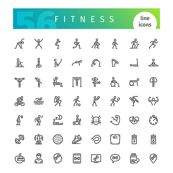 Fitness Line Icons Set — Stock Vector