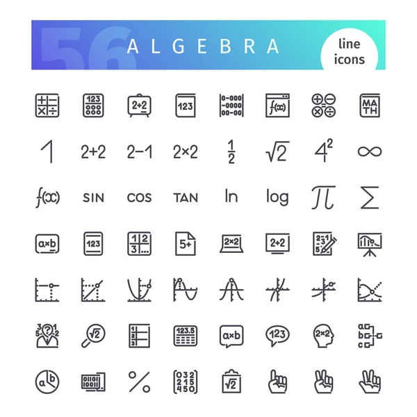 Algebra Line Icons Set — Stock Vector
