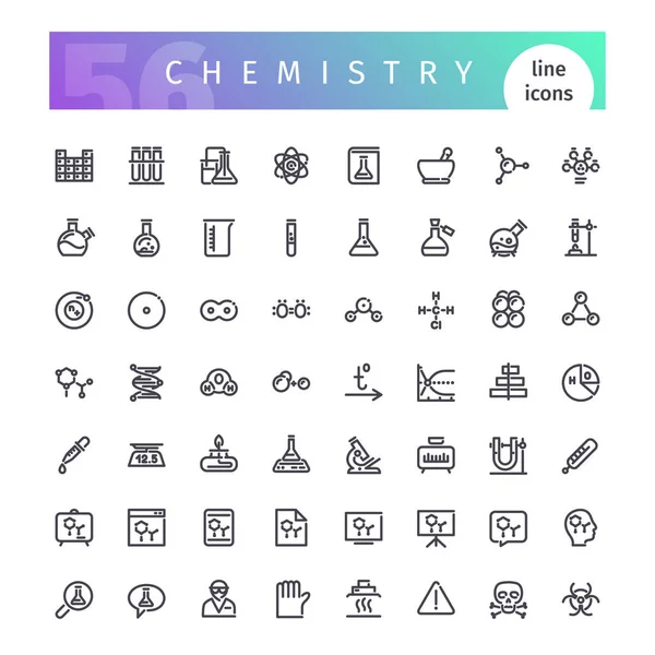 Conjunto de iconos de línea química — Vector de stock