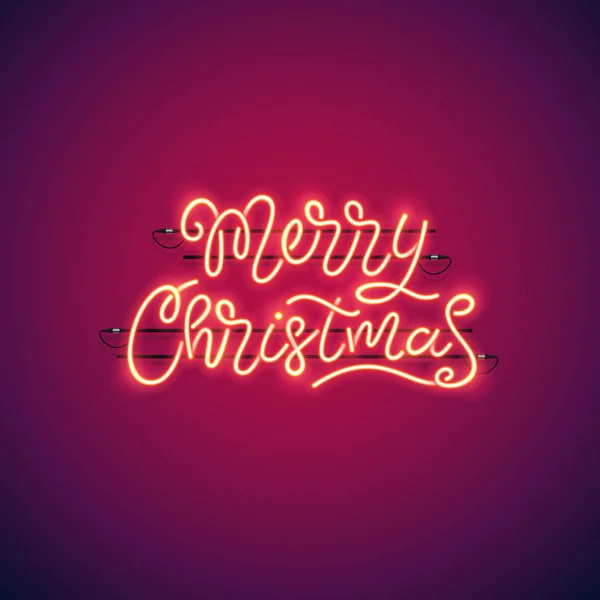 Merry Christmas Neon Banner — Stockvector