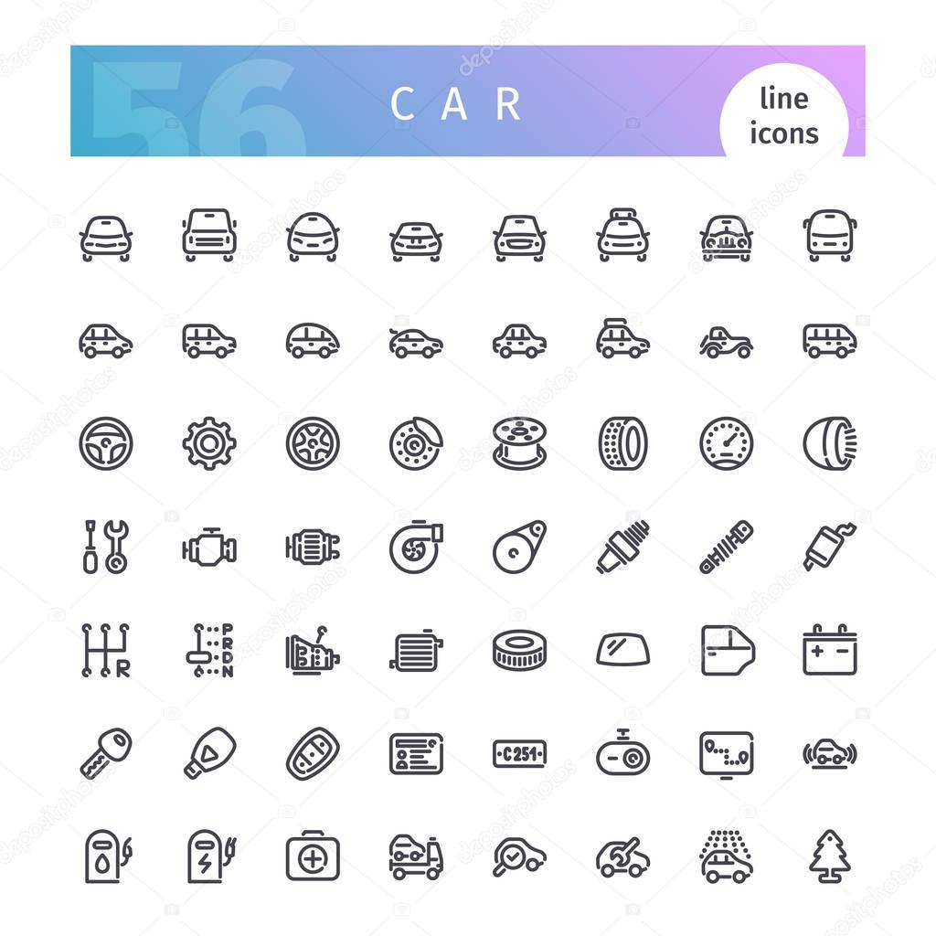 Car Line Icons Set