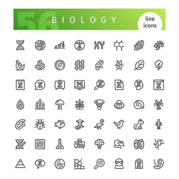 Set di icone della linea di biologia — Vettoriale Stock