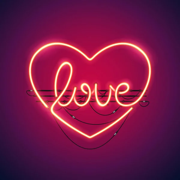 Любов серце неоновий знак — стоковий вектор