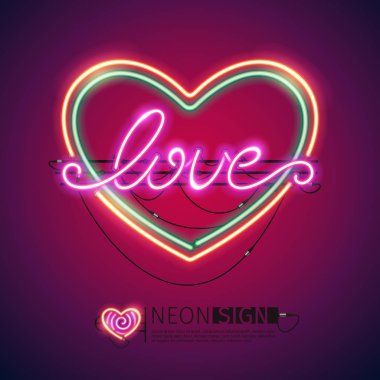 Aşk kalp renkli Neon tabela