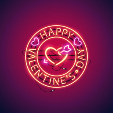Mutlu Sevgililer günü oklu kalp Neon işareti ile
