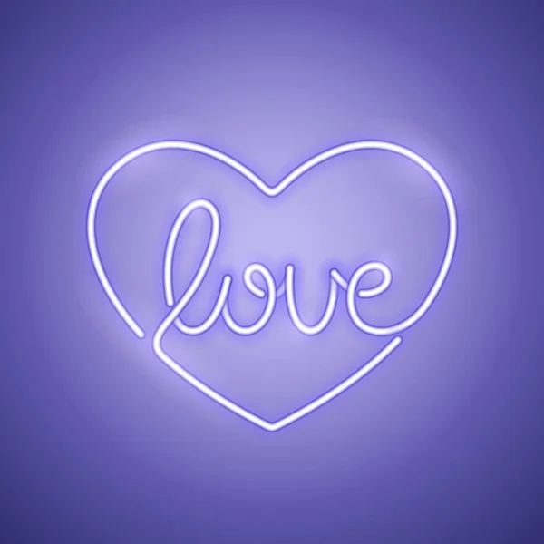 Láska Neon Sign fialová — Stockový vektor