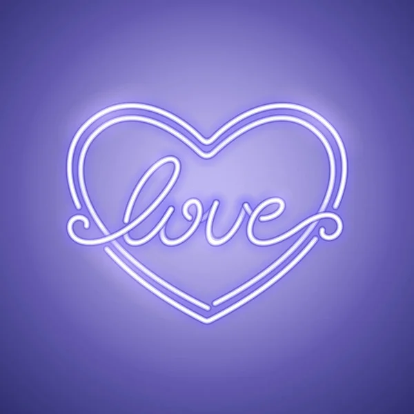 Miłość serce Neon fioletowy transparent — Wektor stockowy