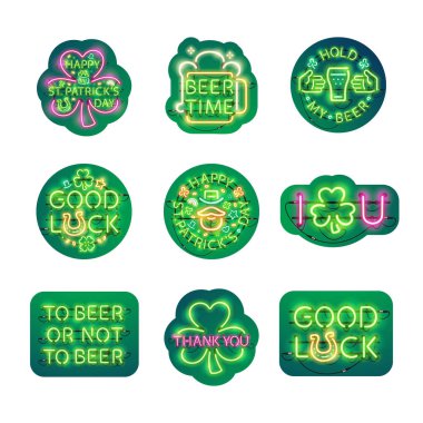 Parlak Neon Patricks işaretleri etiket paketi