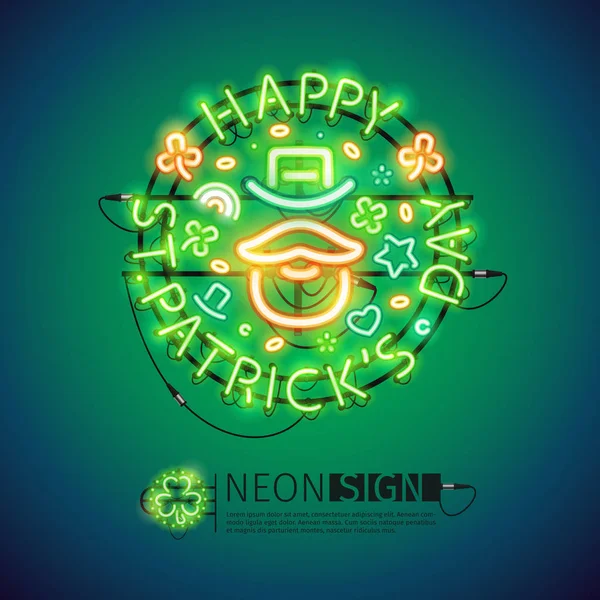 Ierse St Patricks Day lichtreclame — Stockvector