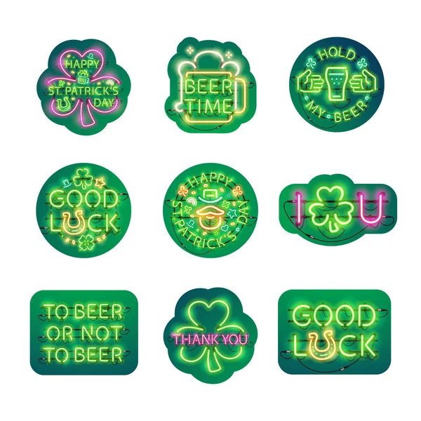 Parlak Neon Patricks işaretleri etiket paketi
