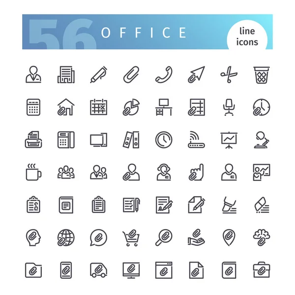 Office Line Icons Set — Stock Vector