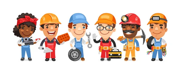 Cartoon Worker Characters with Different Professions — Stock Vector