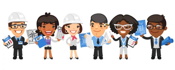 Cartoon Architectural Bureau Workers — Stock Vector