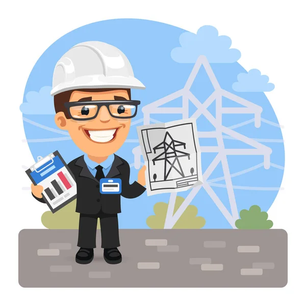 Cartoon Power Engineer — Stock vektor